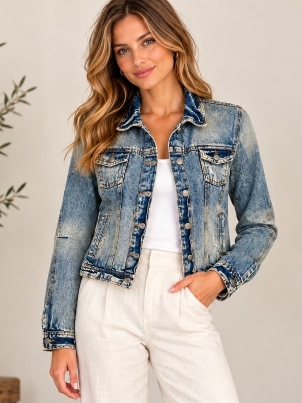 NWOT Walter Baker Denim Jacket Women's Small Light Wash Acid Wash Cropped